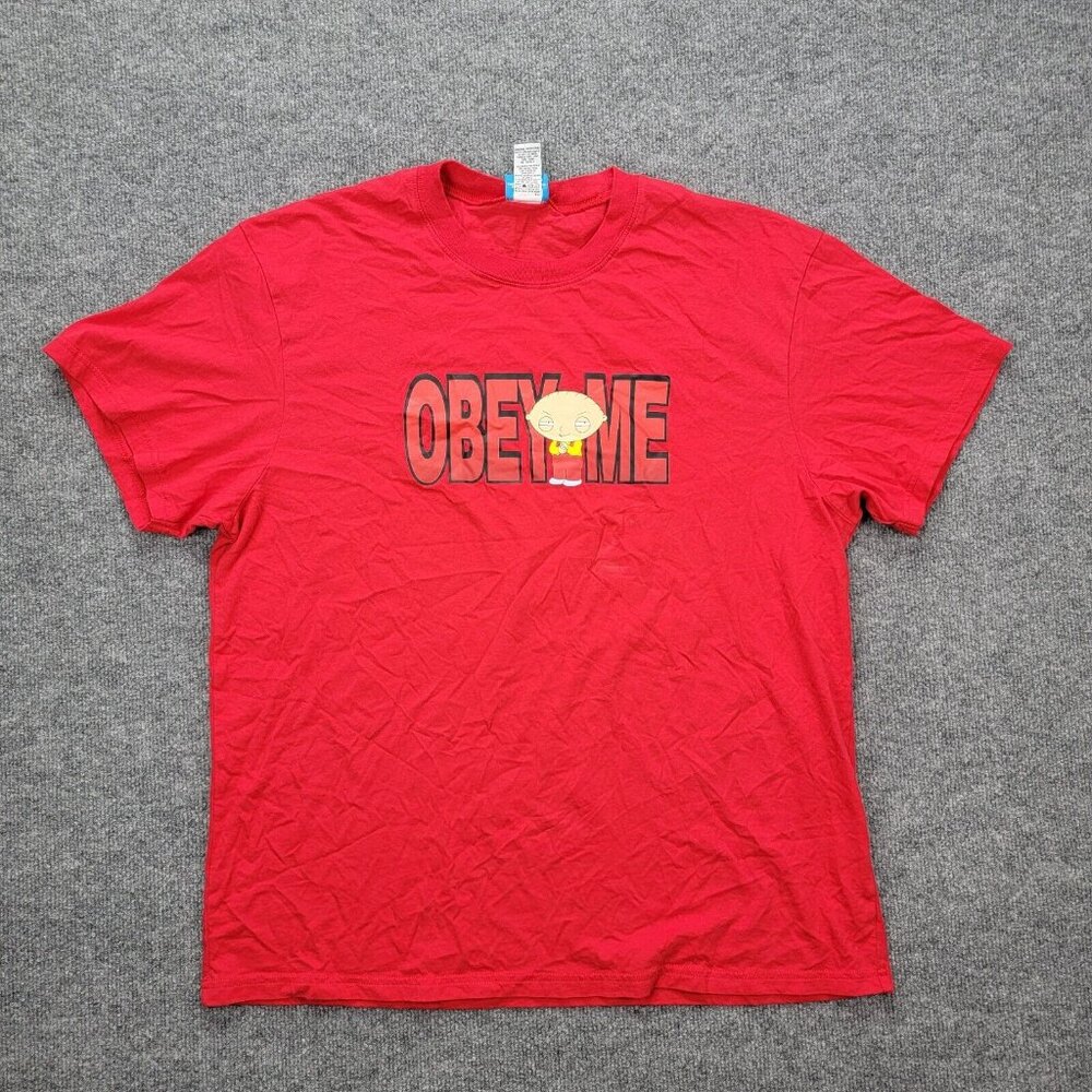 Family Guy Tshirt Mens XL Red Short Sleeve‎ Stewie Obey Cartoon Tv Show